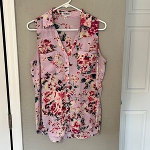 Express “Portofino Shirt” Lilac Color Floral Sleeveless Blouse, M